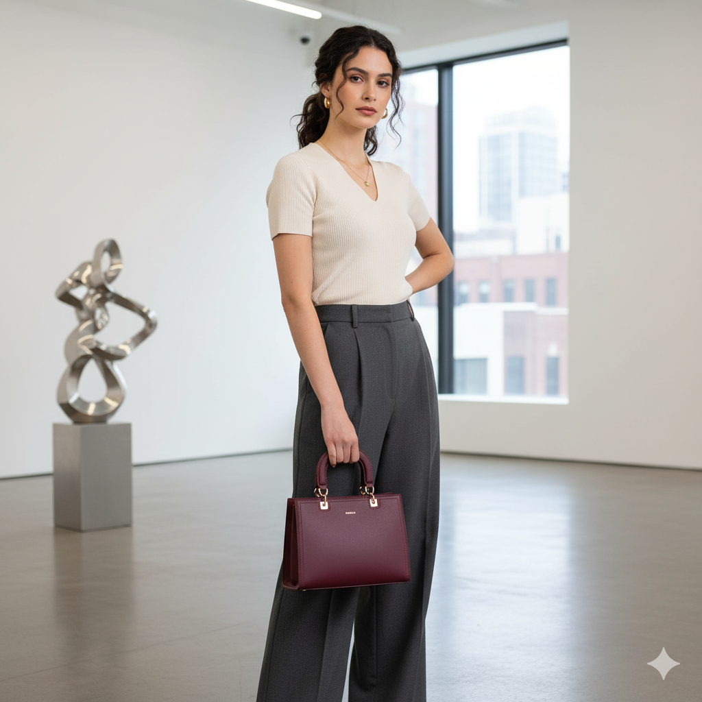 Bagco Valette Leather Satchel-Light Green