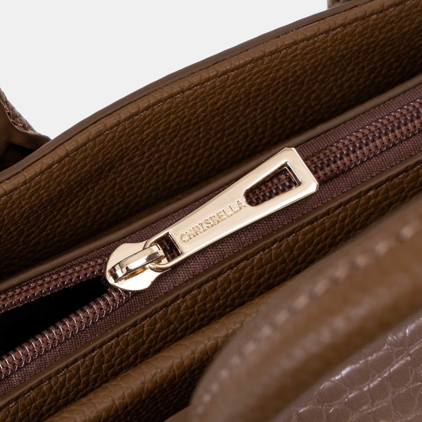 Chrisbella Elodie Leather Satchel-Brown