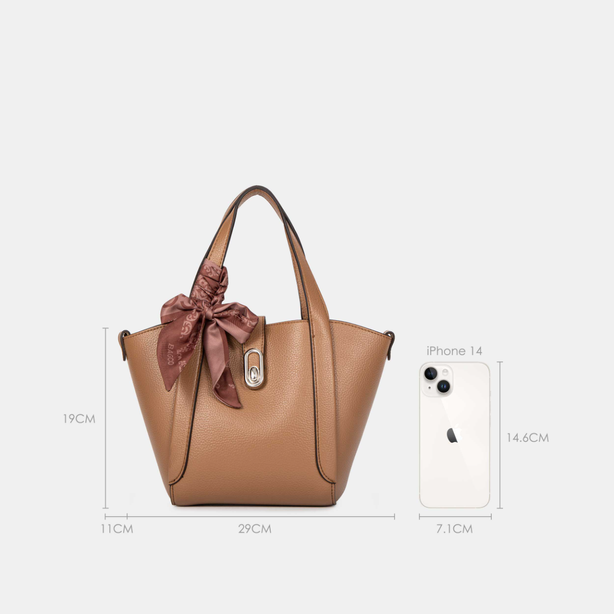 Bagco Noelle Leather Tote-Light Grey